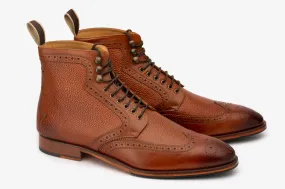 Wingcap Brogue Boot - Pebble Grain Quarter and Mid Vamp