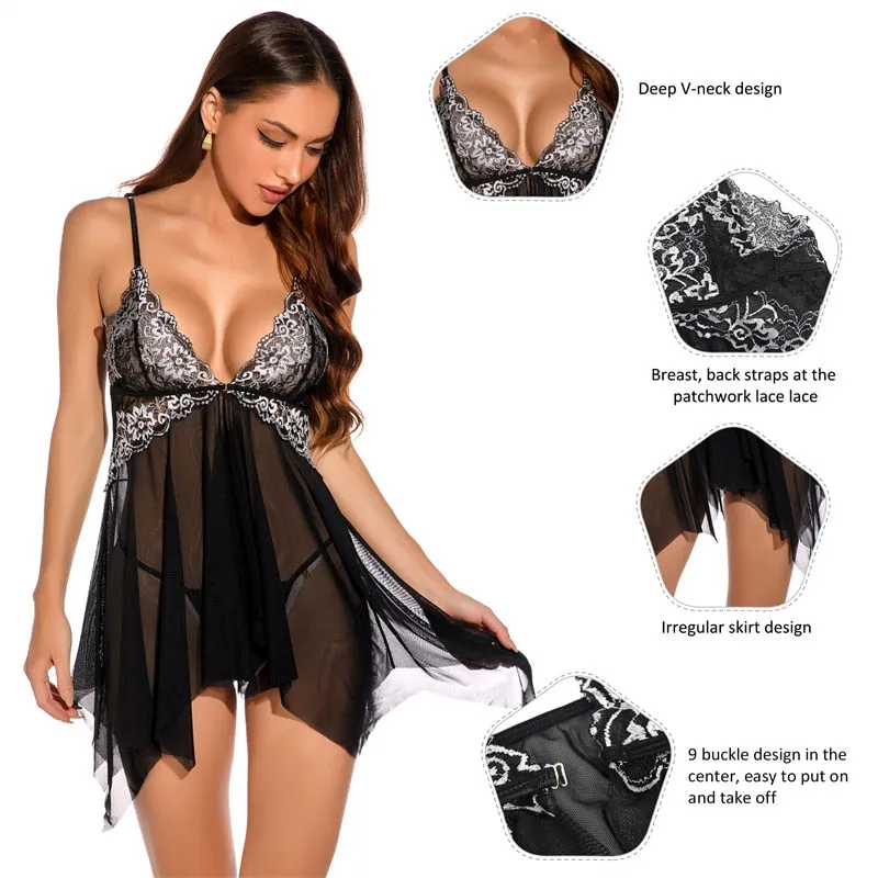 Women's Transparent Mesh Irregular Skirt Maternity Lingerie Sleepwear