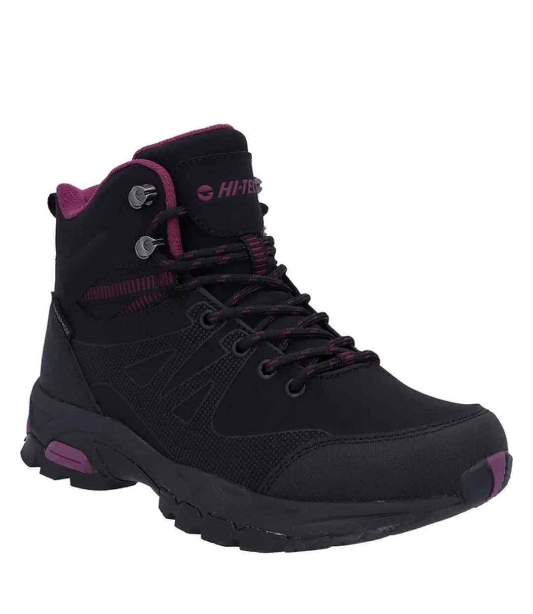 Womens/ladies jackdaw waterproof mid cut boots black/burgundy Hi-Tec