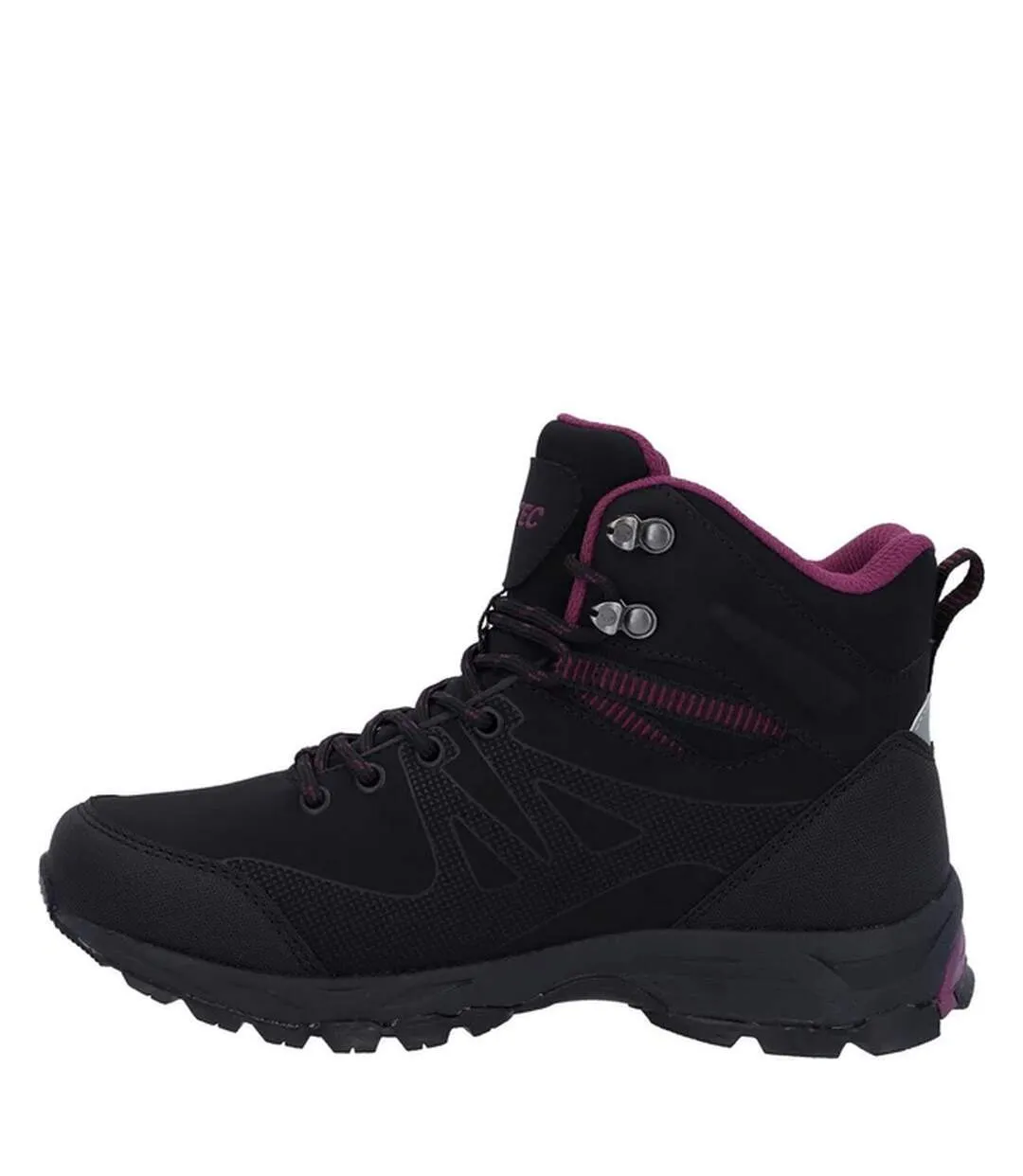 Womens/ladies jackdaw waterproof mid cut boots black/burgundy Hi-Tec