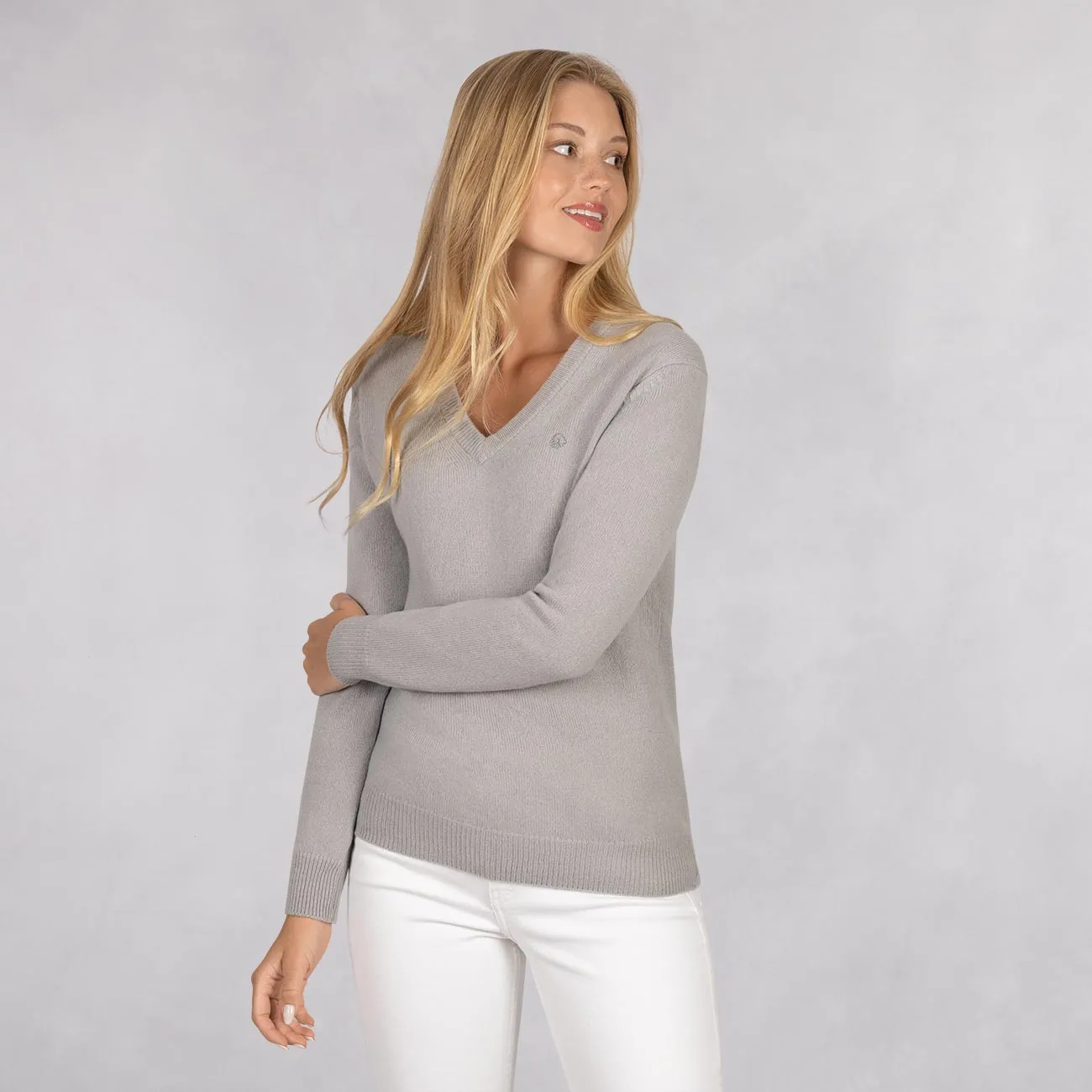 wool v neck pullover for women