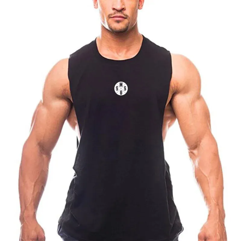 Xituodai Muscleguys Mens Gym Clothing Workout Tank Tops Fitness Bodybuilding Low Cut Armholes Vest Muscle Singlets Activewear Ta