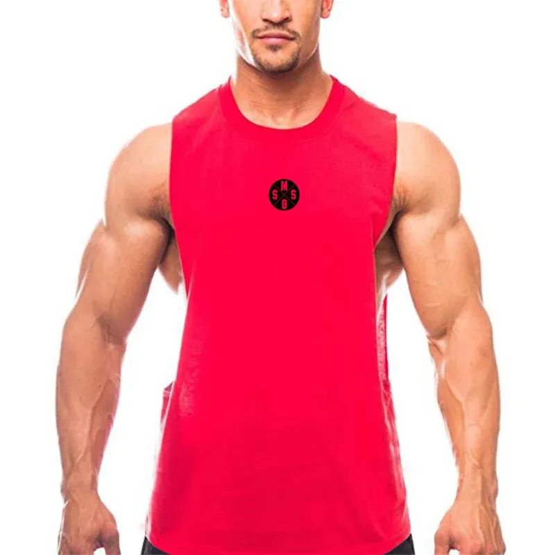 Xituodai Muscleguys Mens Gym Clothing Workout Tank Tops Fitness Bodybuilding Low Cut Armholes Vest Muscle Singlets Activewear Ta