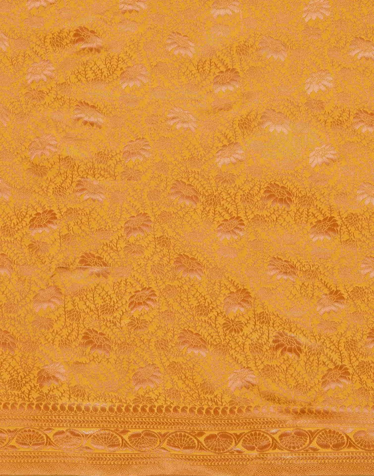 Yellow Banarasi Silk Woven Saree