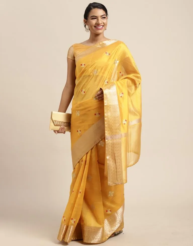 Yellow Embroidery Saree