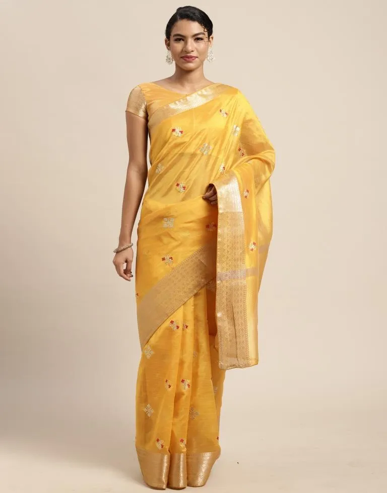 Yellow Embroidery Saree