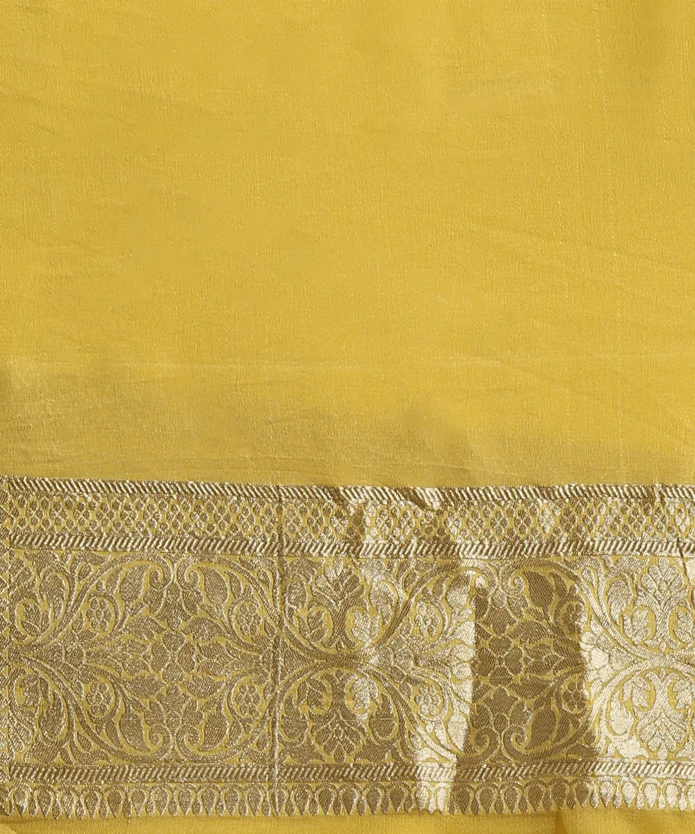 Yellow Handloom Pure Georgette Banarasi Saree With Meenakari Jaal