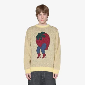 Yellow Knitted Strawberry Sweater