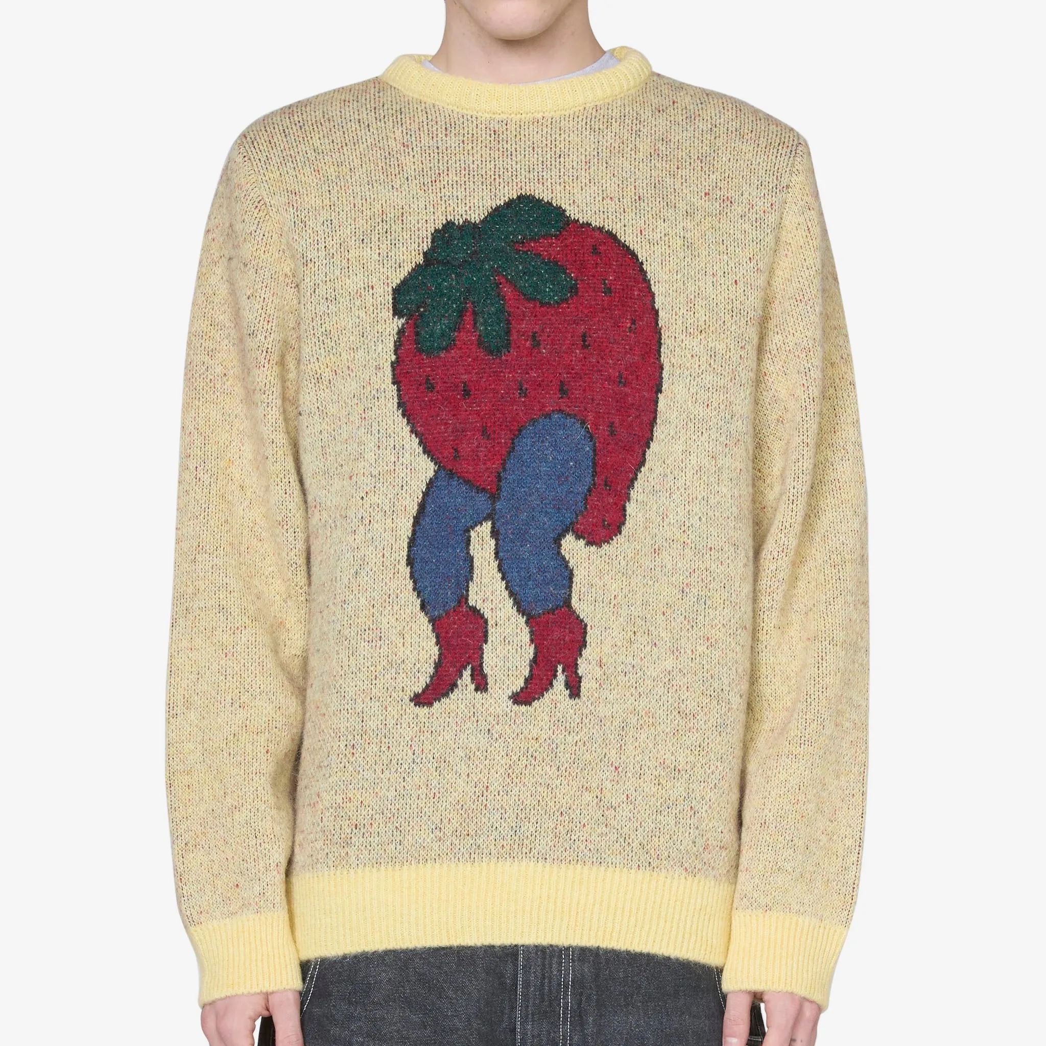 Yellow Knitted Strawberry Sweater